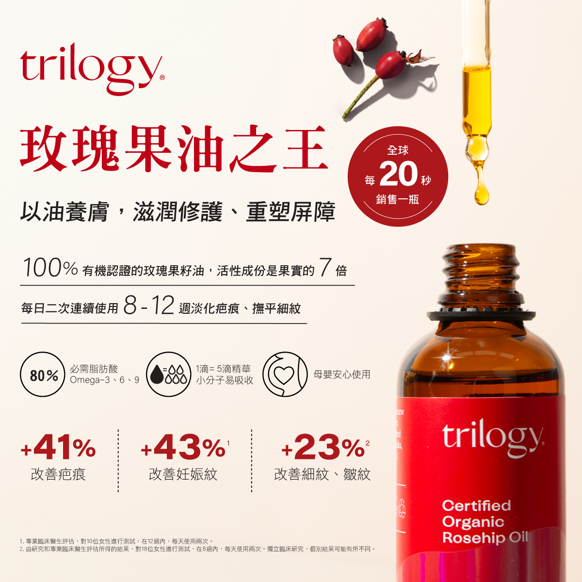 有機全效純玫瑰果油20ml